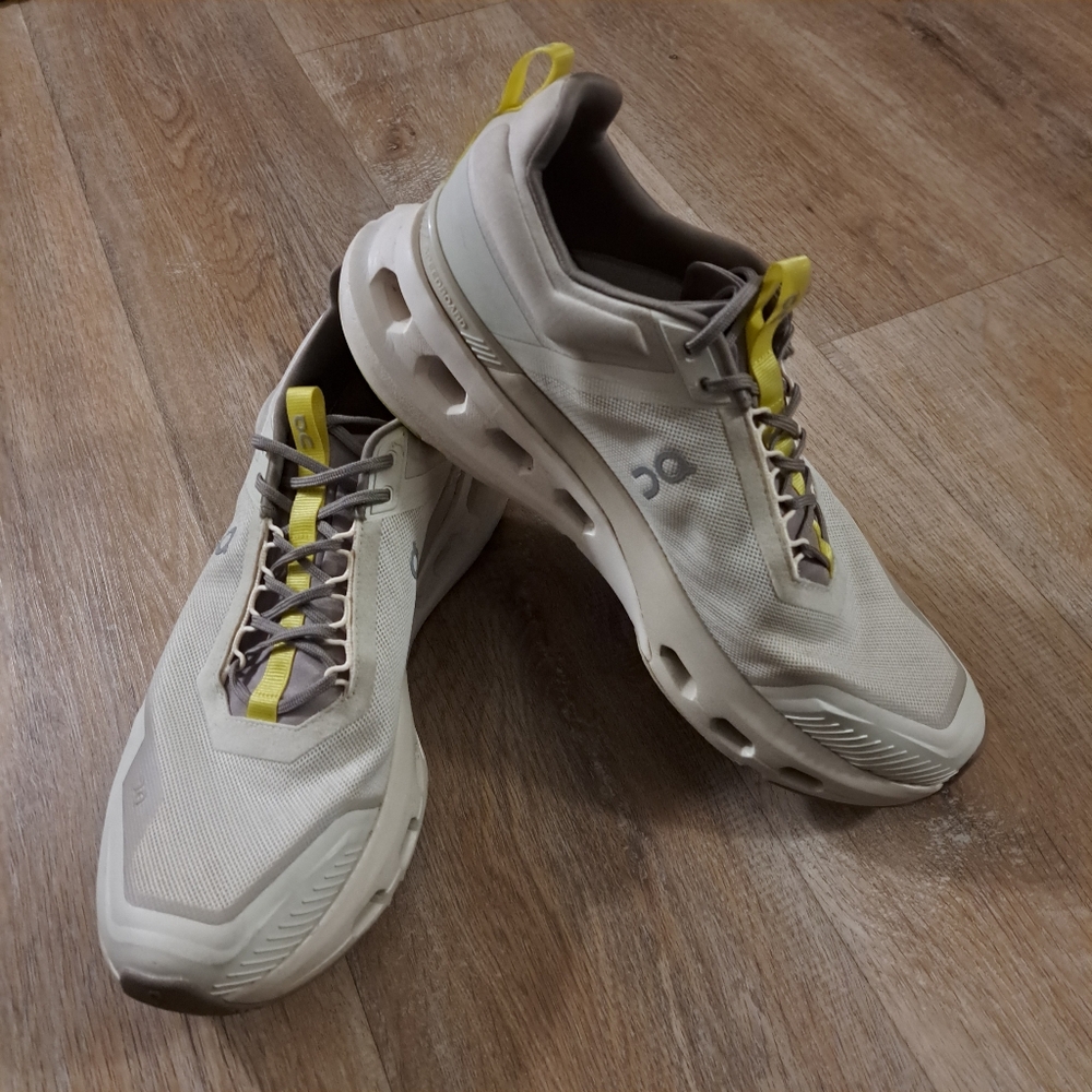 On Cloudnova Lightweight Men's Running Shoes - White/Cream with Yellow Accent